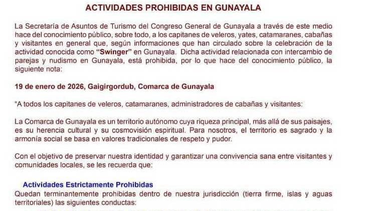 Comunicado del Congreso General de Gunayala.