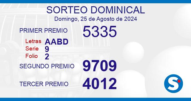 Lotería del domingo 25 de agosto de 2024