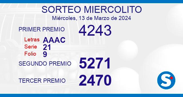 Sorteo Miercolito del 13 de marzo de 2024