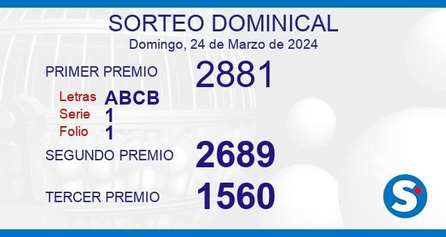 Sorteo Dominical del 24 de marzo de 2024